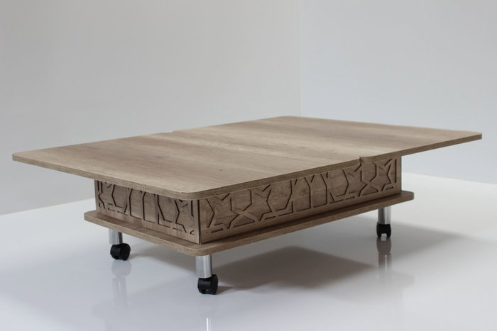 Hanah Home Mesa de café Alaska ajustable con ruedas